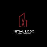 XT initial monogram with building logo design vector