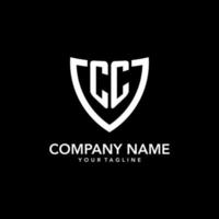 CC monogram initial logo with clean modern shield icon design vector