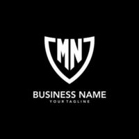 MN monogram initial logo with clean modern shield icon design vector