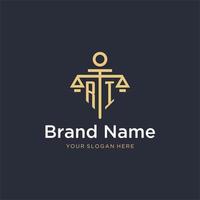 RI initial monogram logo with scale and pillar style design vector