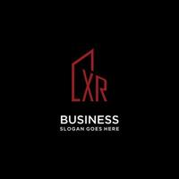 XR initial monogram with building logo design vector