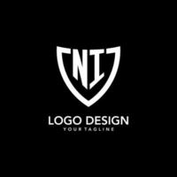 NI monogram initial logo with clean modern shield icon design vector