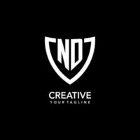 ND monogram initial logo with clean modern shield icon design vector