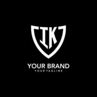 IK monogram initial logo with clean modern shield icon design vector