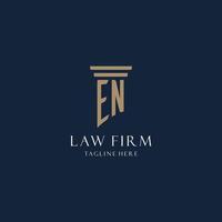 EN initial monogram logo for law office, lawyer, advocate with pillar style vector