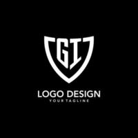 GI monogram initial logo with clean modern shield icon design vector