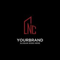 NC initial monogram with building logo design vector