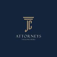 JC initial monogram logo for law office, lawyer, advocate with pillar style vector