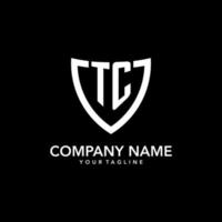 TC monogram initial logo with clean modern shield icon design vector