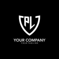 PL monogram initial logo with clean modern shield icon design vector