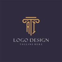 RI monogram initials design for law firm, lawyer, law office with pillar style vector
