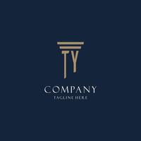 TY initial monogram logo for law office, lawyer, advocate with pillar style vector