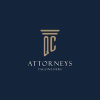 QC initial monogram logo for law office, lawyer, advocate with pillar style vector