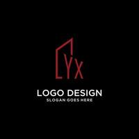 YX initial monogram with building logo design vector
