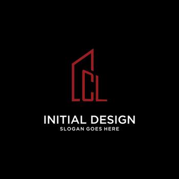 CL initial monogram with building logo design vector