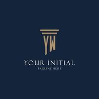 YW initial monogram logo for law office, lawyer, advocate with pillar style vector