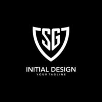 SG monogram initial logo with clean modern shield icon design vector