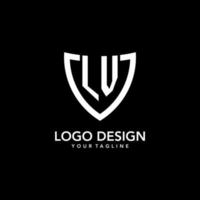 LV monogram initial logo with clean modern shield icon design vector