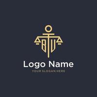 BU initial monogram logo with scale and pillar style design vector