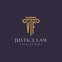 VF monogram initials design for law firm, lawyer, law office with pillar style vector