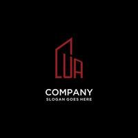 UA initial monogram with building logo design vector