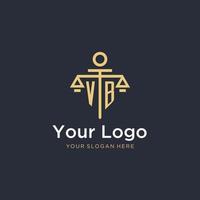 VB initial monogram logo with scale and pillar style design vector