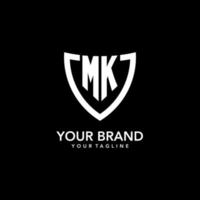 MK monogram initial logo with clean modern shield icon design vector