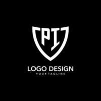 PI monogram initial logo with clean modern shield icon design vector
