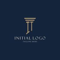 IT initial monogram logo for law office, lawyer, advocate with pillar style vector