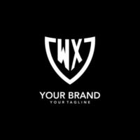 WX monogram initial logo with clean modern shield icon design vector