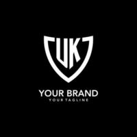 UK monogram initial logo with clean modern shield icon design vector