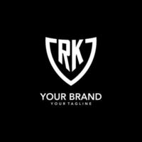 RK monogram initial logo with clean modern shield icon design vector