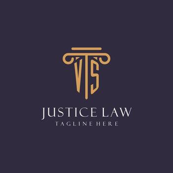 VS monogram initials design for law firm, lawyer, law office with pillar style vector