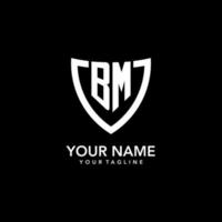 BM monogram initial logo with clean modern shield icon design vector