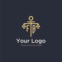 FB initial monogram logo with scale and pillar style design vector