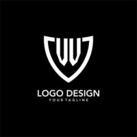 VV monogram initial logo with clean modern shield icon design vector