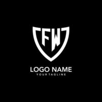FW monogram initial logo with clean modern shield icon design vector