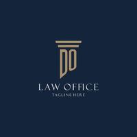 DO initial monogram logo for law office, lawyer, advocate with pillar style vector