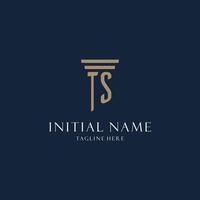 TS initial monogram logo for law office, lawyer, advocate with pillar style vector