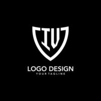 IV monogram initial logo with clean modern shield icon design vector