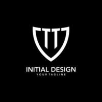 TT monogram initial logo with clean modern shield icon design vector