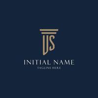 US initial monogram logo for law office, lawyer, advocate with pillar style vector