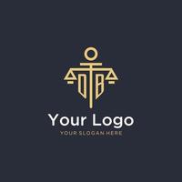 DB initial monogram logo with scale and pillar style design vector