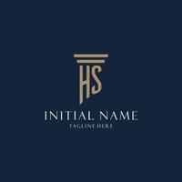 HS initial monogram logo for law office, lawyer, advocate with pillar style vector