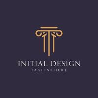 TT monogram initials design for law firm, lawyer, law office with pillar style vector