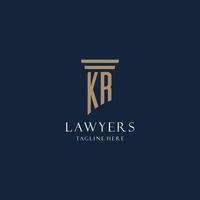 KR initial monogram logo for law office, lawyer, advocate with pillar style vector