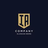 IA monogram initials logo design with shield icon vector
