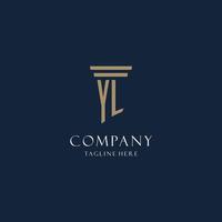 YL initial monogram logo for law office, lawyer, advocate with pillar style vector