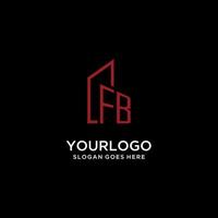 FB initial monogram with building logo design vector