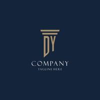 DY initial monogram logo for law office, lawyer, advocate with pillar style vector